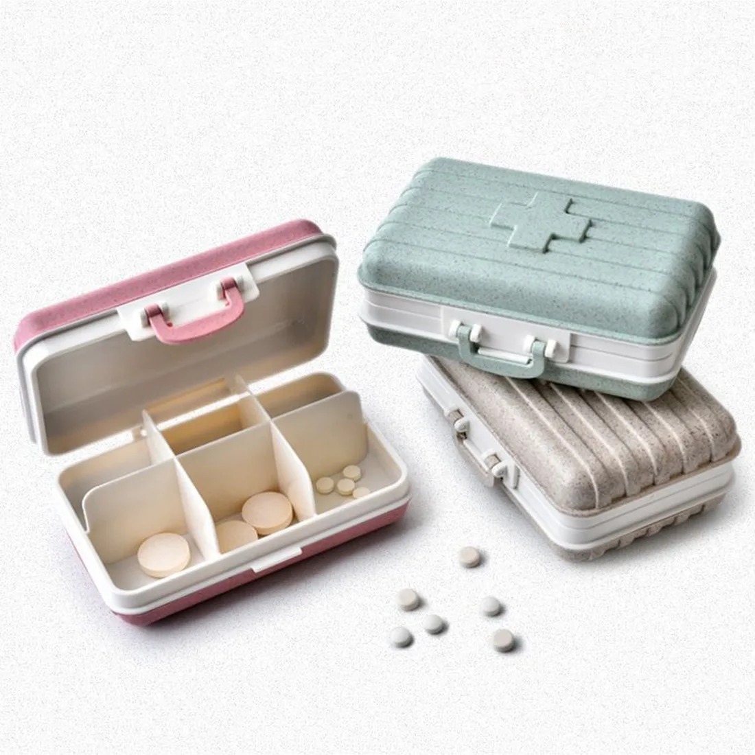 

Portable Mini Pill Case Container Pill Box Holder Weekly Medicine Organizer Holder Container Pill Tablet Splitters Organizer Box