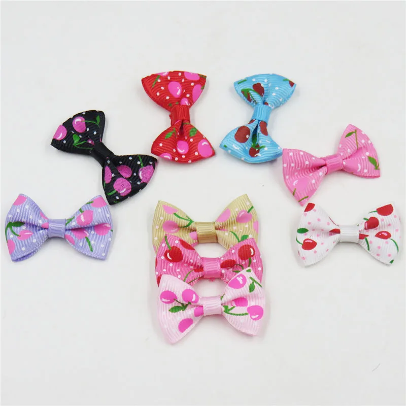 

20PCS/LOT Lovely Cherry Small Bow Hairpin For Girl Hair Tie Child Elastic Hair Bands Scrunchy Clips Hair Accessories For Kids