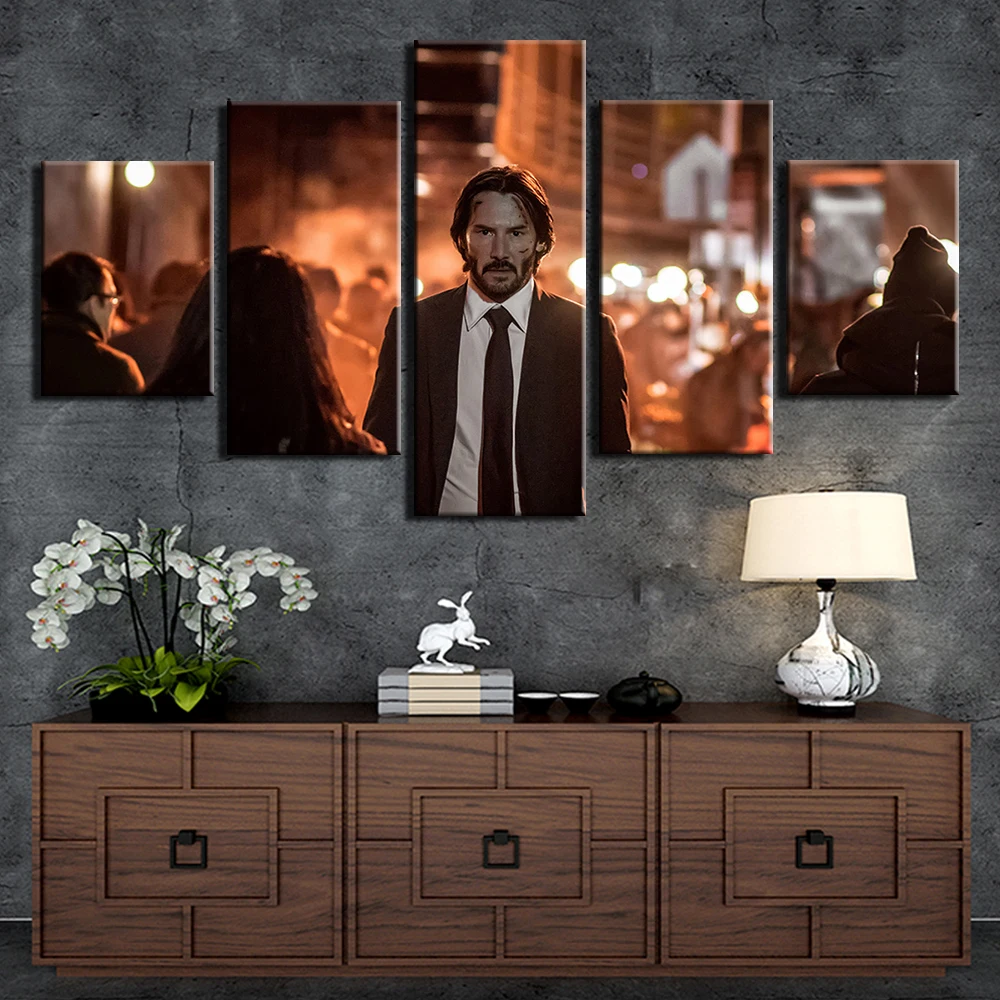 

Wall Art Painting Canvas Print John Wick Pictures 5 Pieces Prints Poster For Living Room Home Decor Modern Artwork