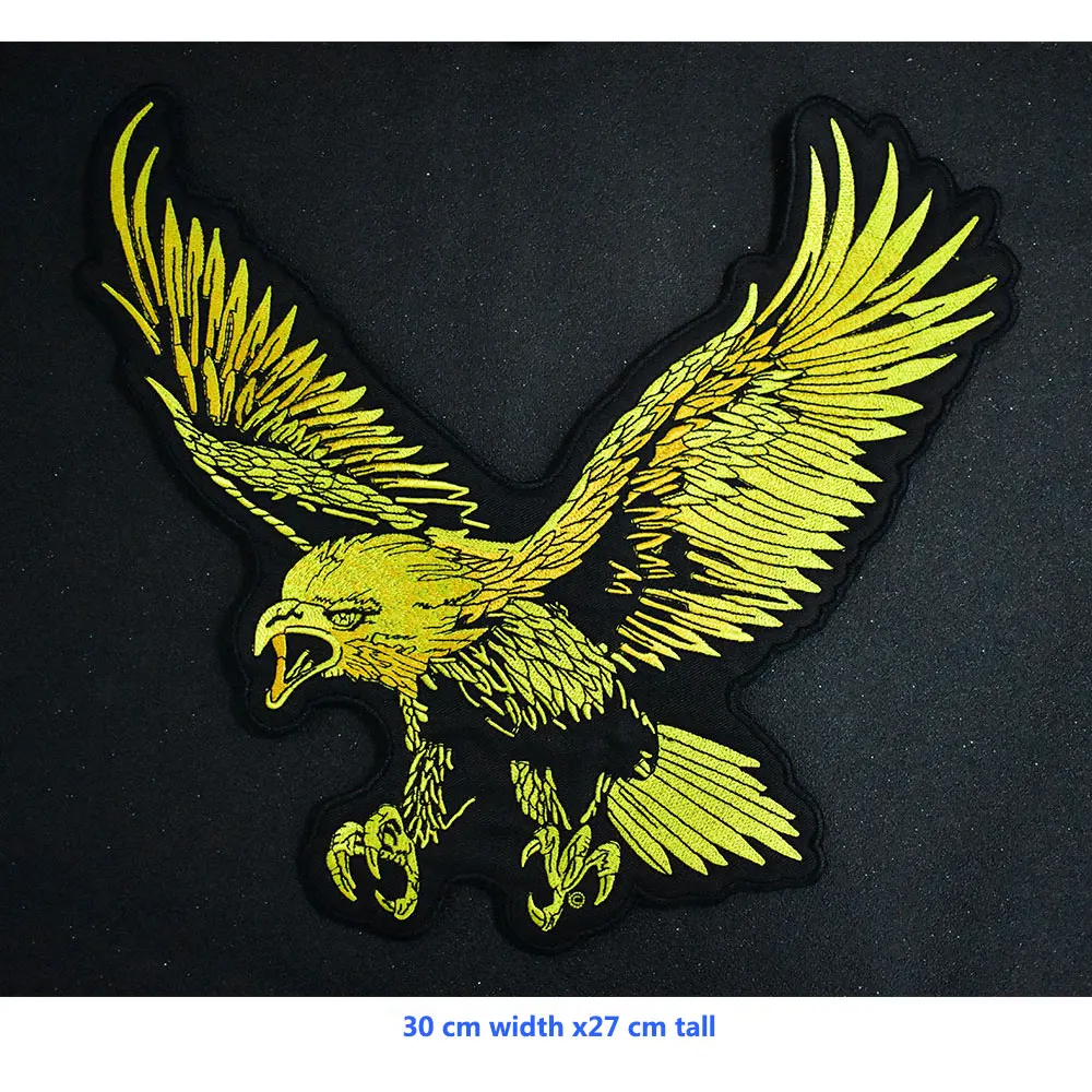 Золотой большой орел Железный на патч вышитая аппликация, этикетка для шитья Панк Байкер нашивки одежда наклейки аксессуары для одежды значок