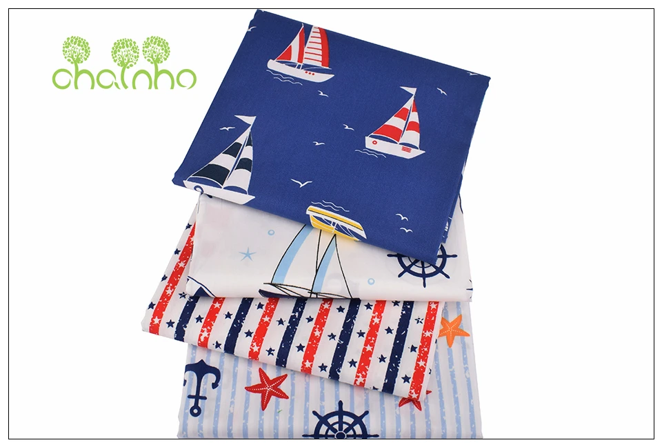 Chainho, Ocean Series,Printed Twill Cotton Fabric,Patchwork Cloth For DIY Sewing Quilting Baby&Children's Material,100x160cm