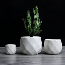 Креативный керамический Алмазный геометрический цветочный горшок простой суккулентный контейнер для растений зеленые кашпо маленькие бонсай горшки украшение дома