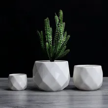 เซรามิคเพชรเรขาคณิตกระถางดอกไม้ที่เรียบง่าย Succulent Plant Container สีเขียว Planters ขนาดเล็ก Bonsai Pots ตกแต่งบ้าน(China)