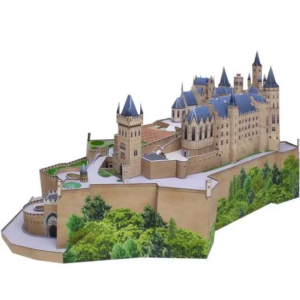 Bricolage Hohenzollern château, allemagne artisanat papier modèle 3D bricolage éducation jouets à la main adulte Puzzle jeu garçon cadeau