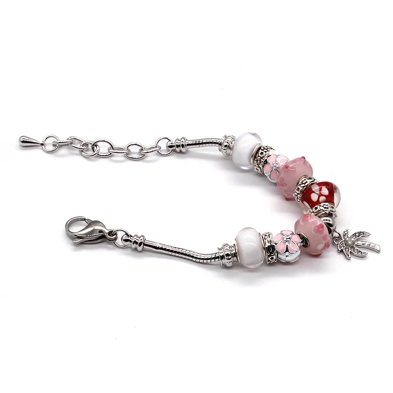 Женский браслет SANYU Fit Pandora розовый с романтической глазурью в романтическом