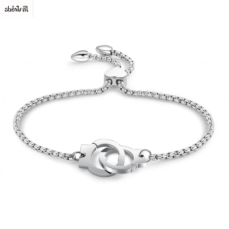 Женский браслет наручники Регулируемая цепь 316l нержавеющая ювелирный стальной браслет титановые браслеты для женщин