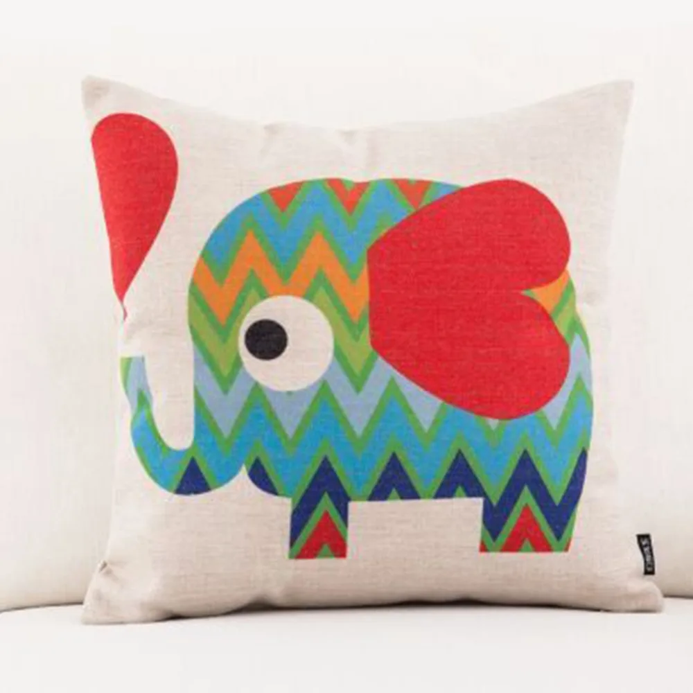 LOZUJOJU Quality stitching cartoon elephant pattern cushion cover home decor pillow case for kids living room sofa bedroom chair LOZUJOJU Quality stitching cartoon elephant pattern cushion cover home decor pillow case for kids living room sofa bedroom chair