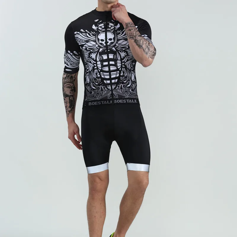 2019 men short sleeve cycling set BOESTALK bicycle jersey+bib shorts mountain road bike racing team triathlon suit body ciclismo