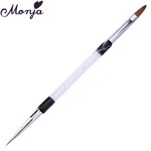 1Pcs Nail Art 2 Heads Pen Brush UV Gel Polish Tip Design Line Drawing Dotting Fiber Hair Rhinestones Arylic Handle Manicure Tool