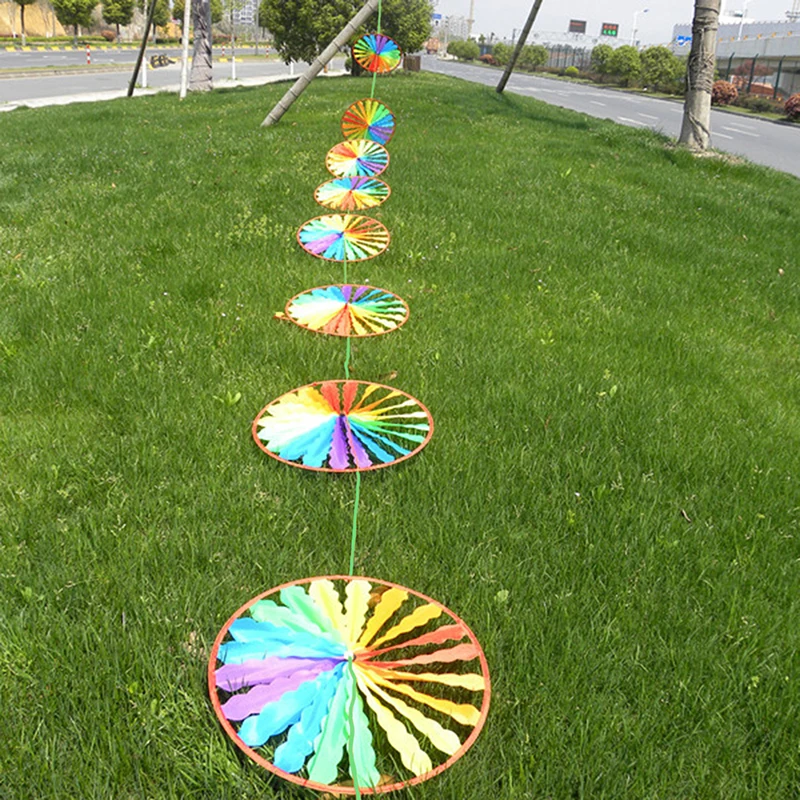 Wheel Rainbow Windmill Wind Spinner Whirligig Garden Home Lawn Yard