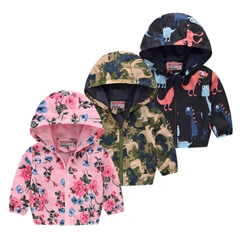 

2020 New Summer Boys Girls Cartoon Jacket Baby Summer Thin Windbreaker 2-6y Children Cute Hooded Coat Kids Trench Coat Outwear