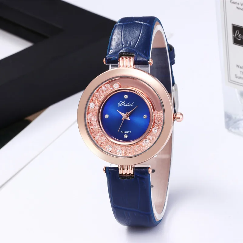 Reloj Mujer Роскошные брендовые простые женские часы на кожаном ремешке со стразами