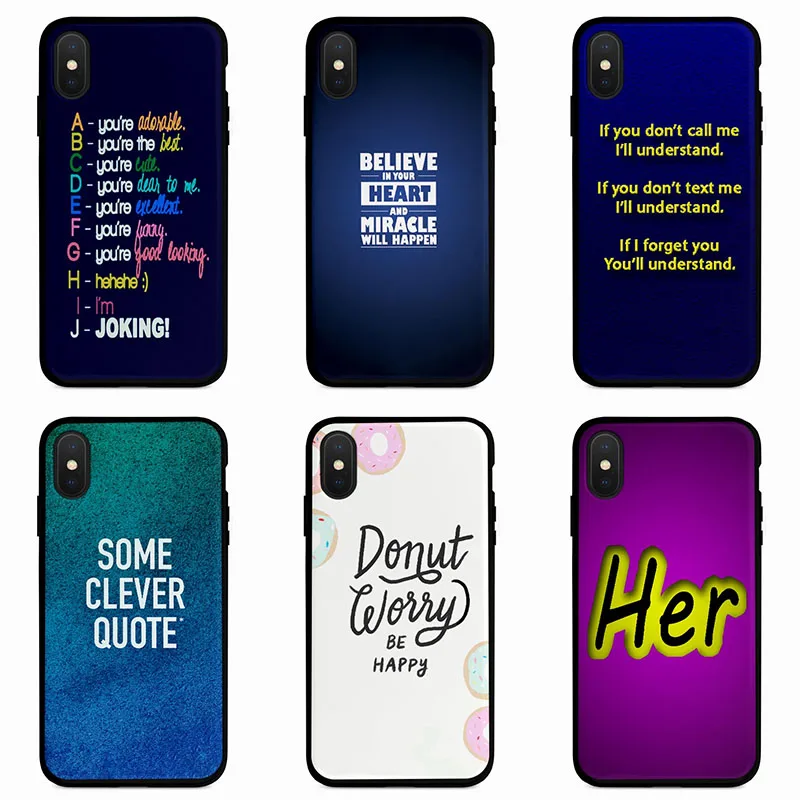 Phone Case Silicone Quotes words Text For iPhone 5 5s Se 6 6s 7 8 Plus X Xr Xs Max Soft Tpu Back Cover C0486P5 |