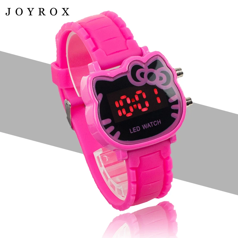 JOYROX,, детские часы hello kitty, светодиодный,, резиновый ремешок, детские часы, модные, для девочек, детские цифровые наручные часы, повседневные часы