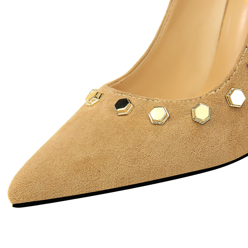Dijigirls/US5 9 модные пикантные женские туфли на каблуке сандалии Slip On заклепками в