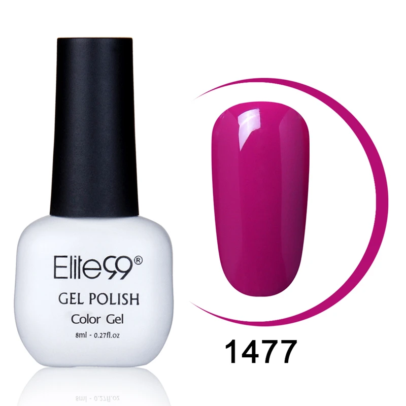 Elite99, 8 мл, чистый цвет, Гель-лак, светодиодный, лампа для ногтей, глазурь, краска, впитывается, сделай сам, УФ, великолепный, цветной, долговечный, УФ-гель, сделай сам, дизайн ногтей - Цвет: 1477 Fuchsia Rose