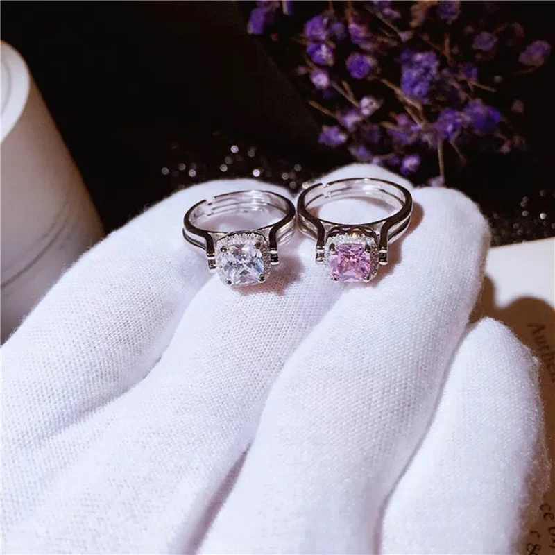 Креативные двухсторонние циркониевые женские кольца Корейская личность обратимые 2 цвета Каменные Свадебные кольца ювелирные изделия на палец Bague Femme