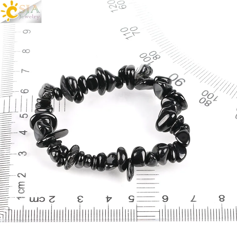 CSJA Black Tourmaline Bracelets for Women Crystal Bracelets
