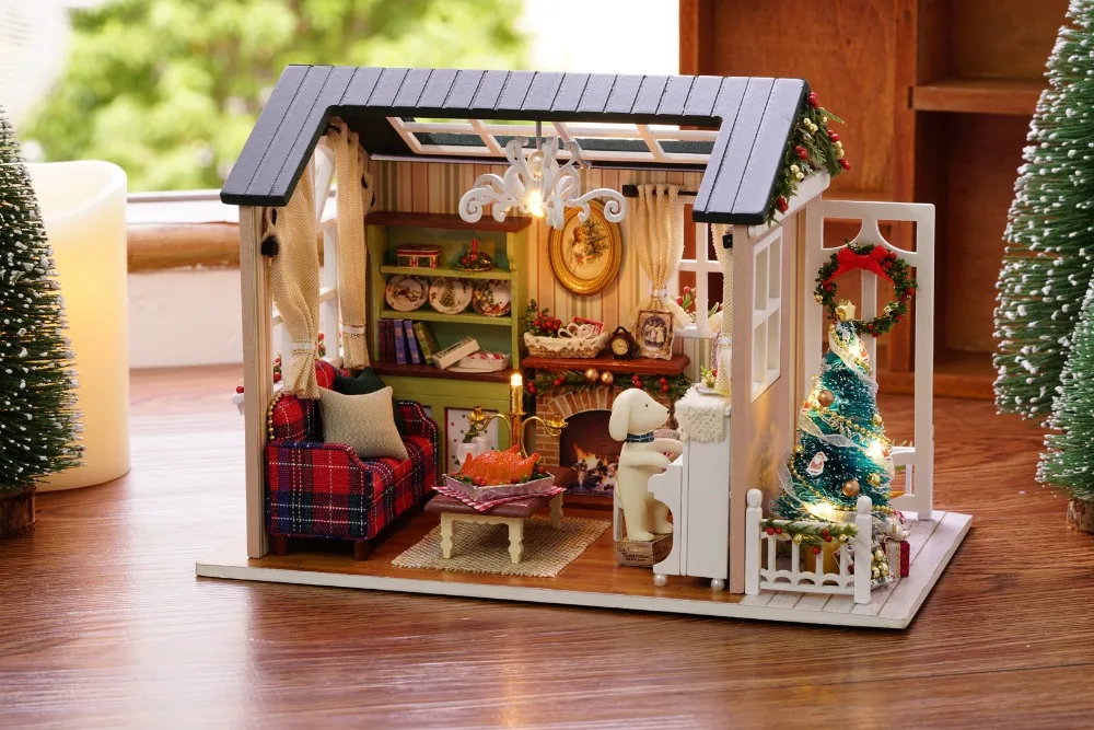 Мебель ручной работы кукольный дом Diy Миниатюрный Кукольный дом 3d деревянные миниатюры кукольный домик игрушка для рождества и дня рождения детские подарки