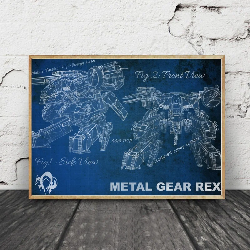 

Metal Gear Rex BluePrin Art Posters Silk Print Poster Home Decor