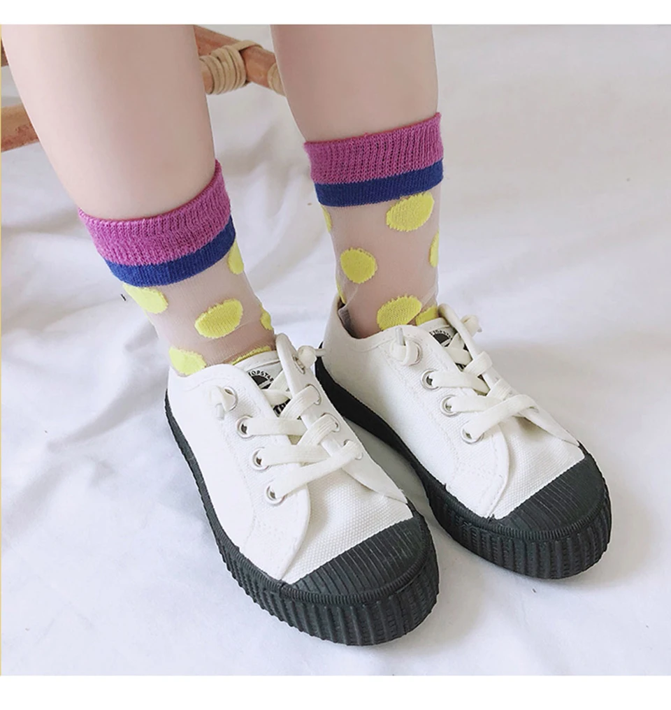 Носки с кристаллами Детские Короткие хлопковые летние носки для малышей дышащие тонкие прозрачные носки в горошек для маленьких мальчиков и девочек