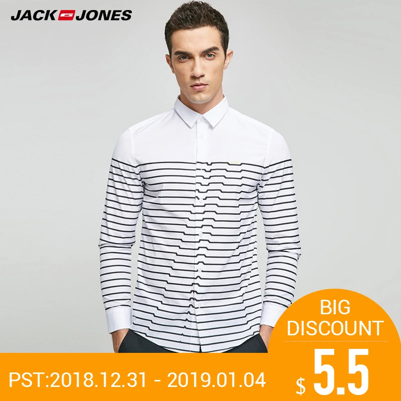 Meilleur JACK JONES Marque 2018 NOUVEAU COTON ordinaire smart style décontracté complet longueur manches turn down col mâle chemises | 217105508