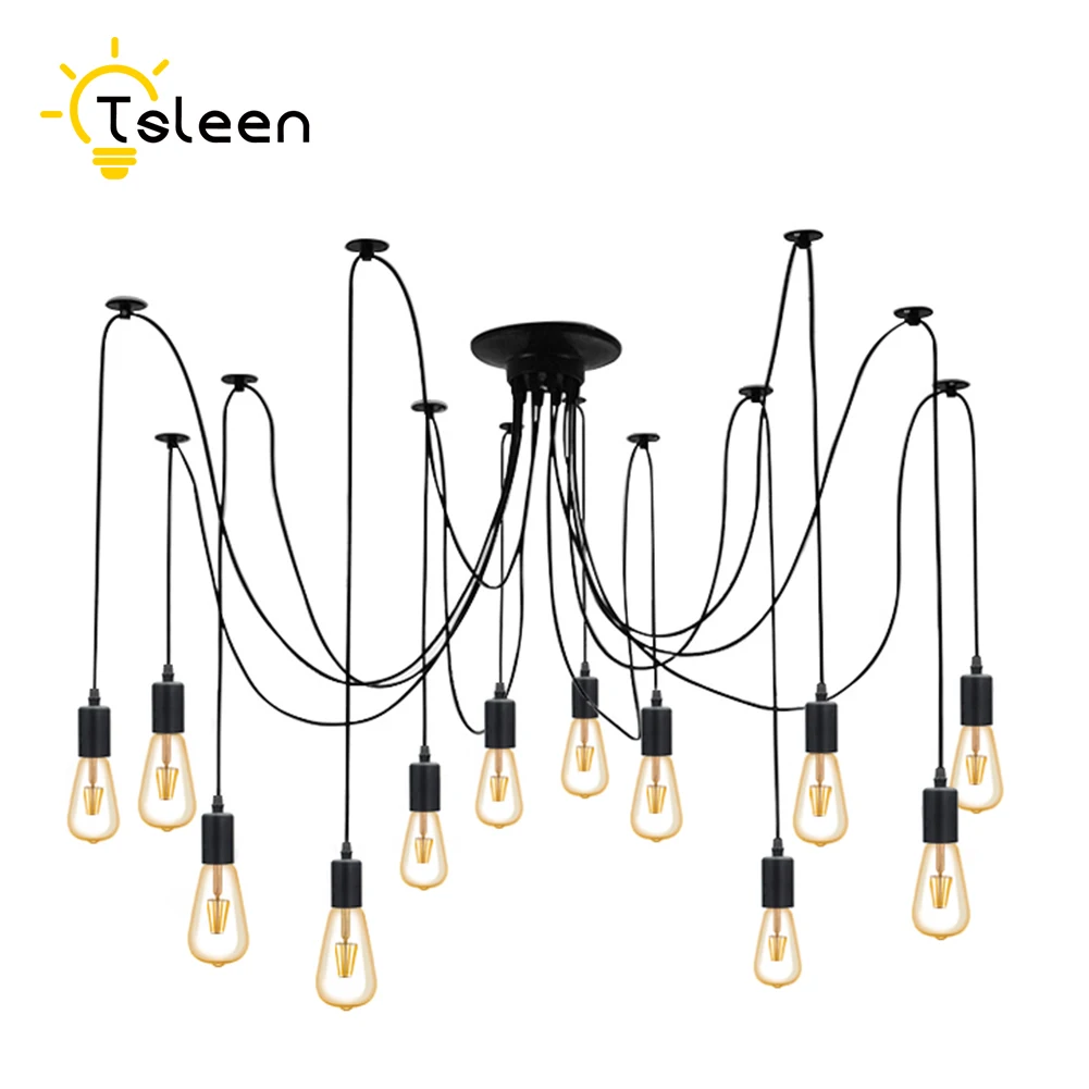 12 глав 2 м кабель 12 лампы 110 В 220 Ретро Эдисон лампы держатель E27 гнездо Античная латунная лампа база Патрон для подвесной светильник