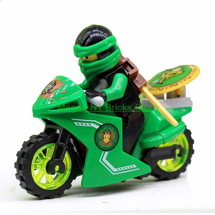 Для мотоцикла ниндзя juguetes фигурки Kai Jay Zane Nya Lloyd Garmadon WU с оружием строительные