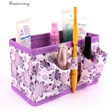 Makeup Cosmetic Storage Multifunction Box Bag Bright Organiser Printing Flower Foldable Stationary Container,Dec 12