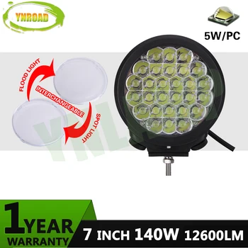 

YNROAD 140w 7inch Black round led driving light ,led off road light led work light for SUV,ATV,UTV ,4D,4X4 use 12600LM