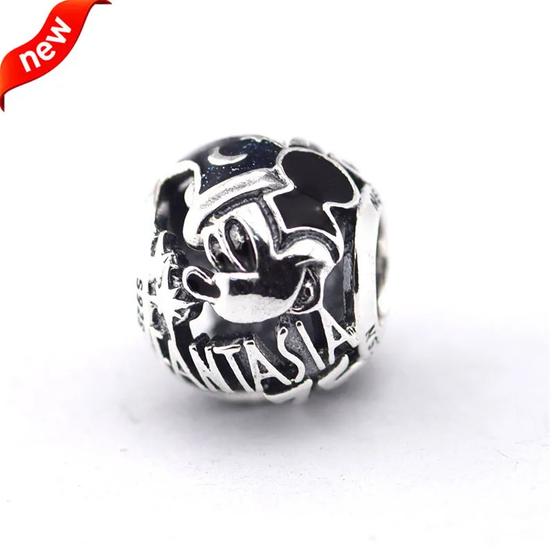 

100% 925 Sterling Silver Sorcerer Mickey Fantasia 75th Anniversary Charm Beads for Jewelry Making Fit Bracelets DIY FL319
