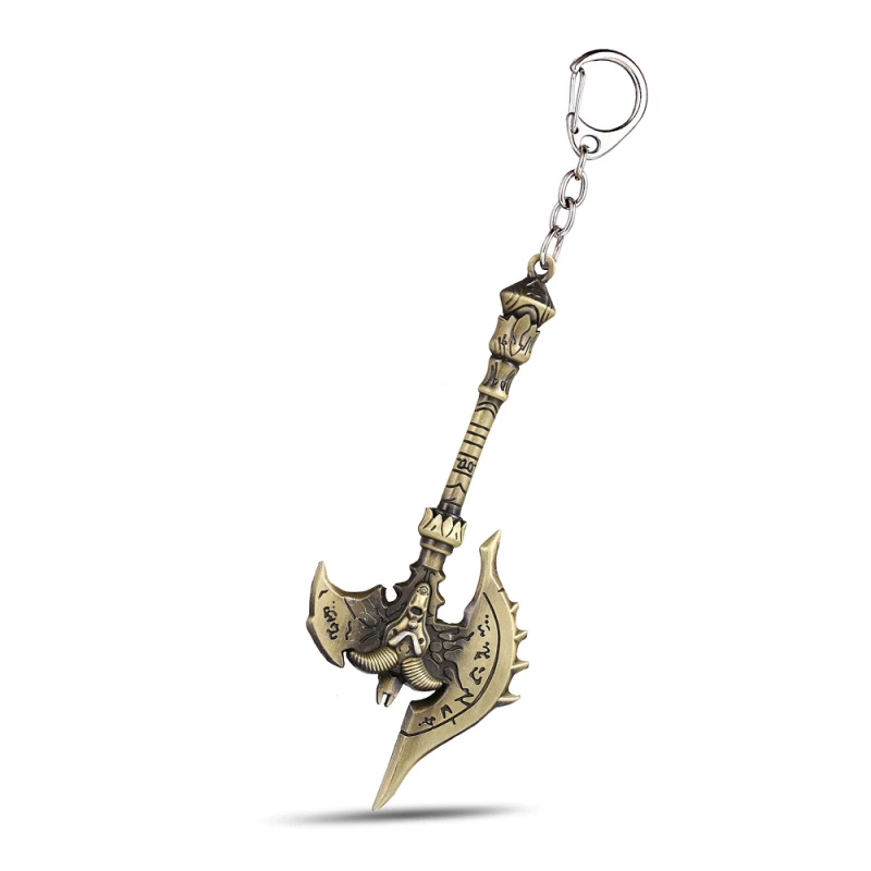

New Design Game WOW World of Warcraft Keychain Weapon Model Keyring Cosplay Souvenirs Gift Axe Accessory Sheep Head Llavero 10CM