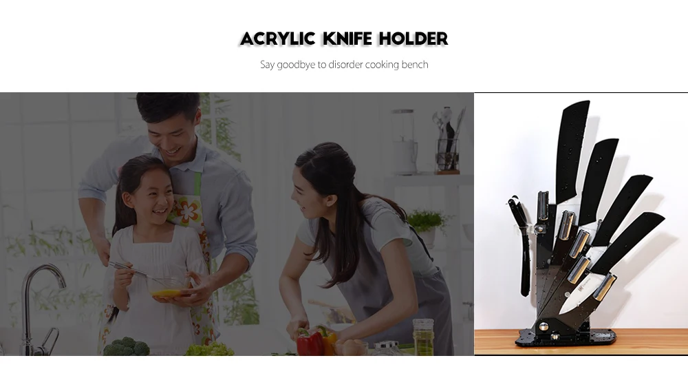 xyj 6 in 1 Kitchen Fruit Vegetable Paring Kit Slip-proof Handle Ceramic Knives with Peeler Holder