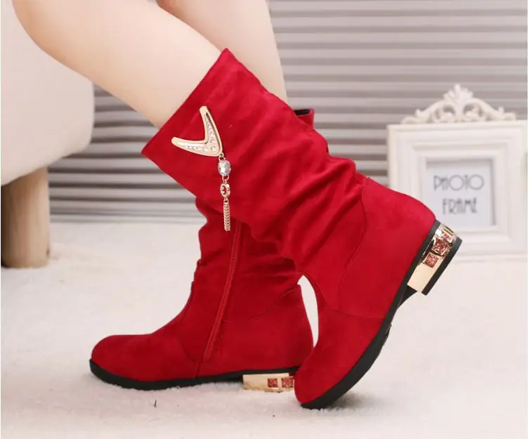 

Children'S Boots Fashion Shoes Kid'S Princess Boots For Girls Cotton Boots Autumn/ Winter New Mid-Calf Bling Shoes