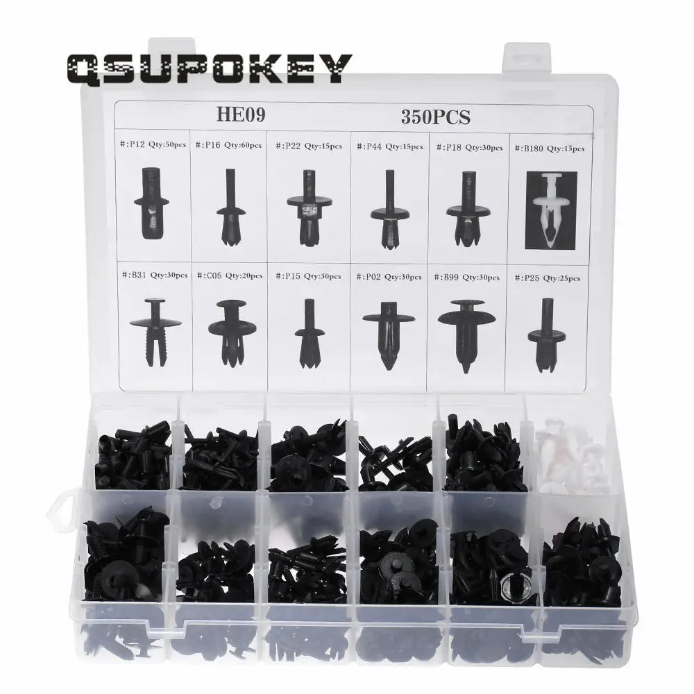 

QSUPOKEY 350Pcs Auto Car Plastic Push Pin Rivet Fasteners Trim Moulding Clip Screwdriver Panel Clip Set