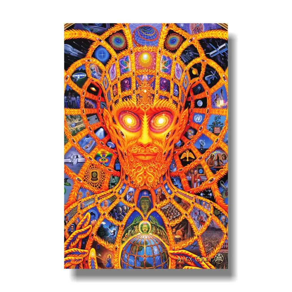 Trippy Alex серый абстрактный Шелковый художественный Принт плакат 36''x24''
