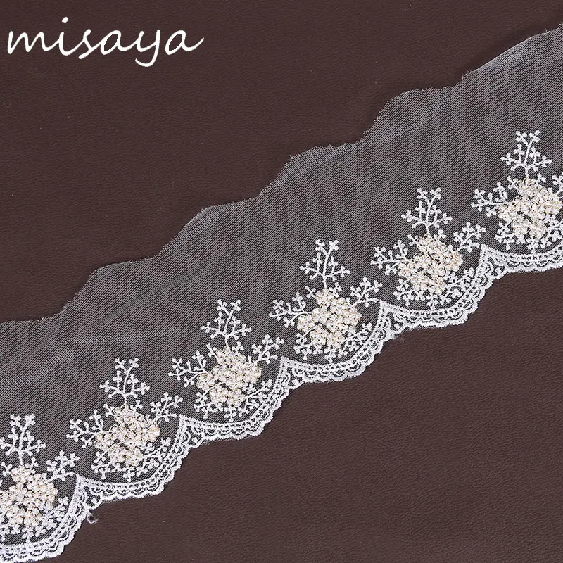 

Misaya 2yards Net Yarn Embroidered Lace Ribbon Trim Sewing DIY Handcrafted Lace Trim Fabric Clothing Edge Decoration Wide 10cm
