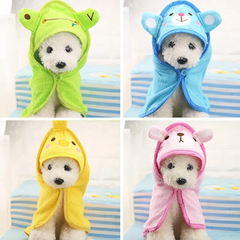 

Cute Dog Towel Pet Puppy Drying Bath Cat Towel Cleaning Necessary Dog Hooded Super Absorbent Bathrobes Soft Feeling Pet Products