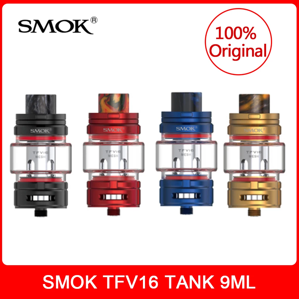 

Original SMOK TFV16 Atomizer Tank 9ml+TFV16 Dual/Mesh Coil Vaporizer 510 thread Electronic Cigarette VS TFV12 Prince Tank Vape
