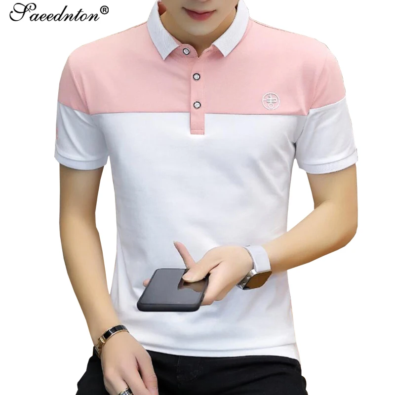 

Polo Shirt Men 2019 Summer Brand Men's Fahsion Turn-down Collar Cotton Short Sleeve Patchwork Tops Tees Camisa Polo Masculina
