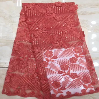 

Madison Popular Red Nigerian Lace Fabrics Latest Embroidery African Tulle Mesh Lace for Bridal Lace Fabric with Sequins