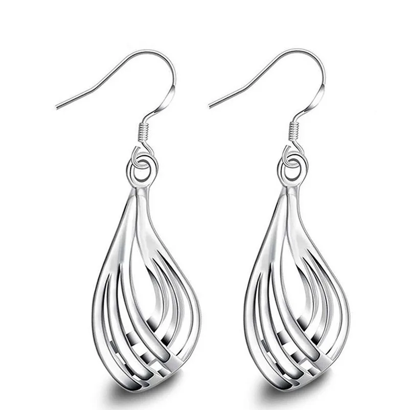 2018 Trendry Earrings for Women Elegant Fashion 925 Silver Women Ear long Earrings Silver Jewelry for gift Brincos J05#N (4)