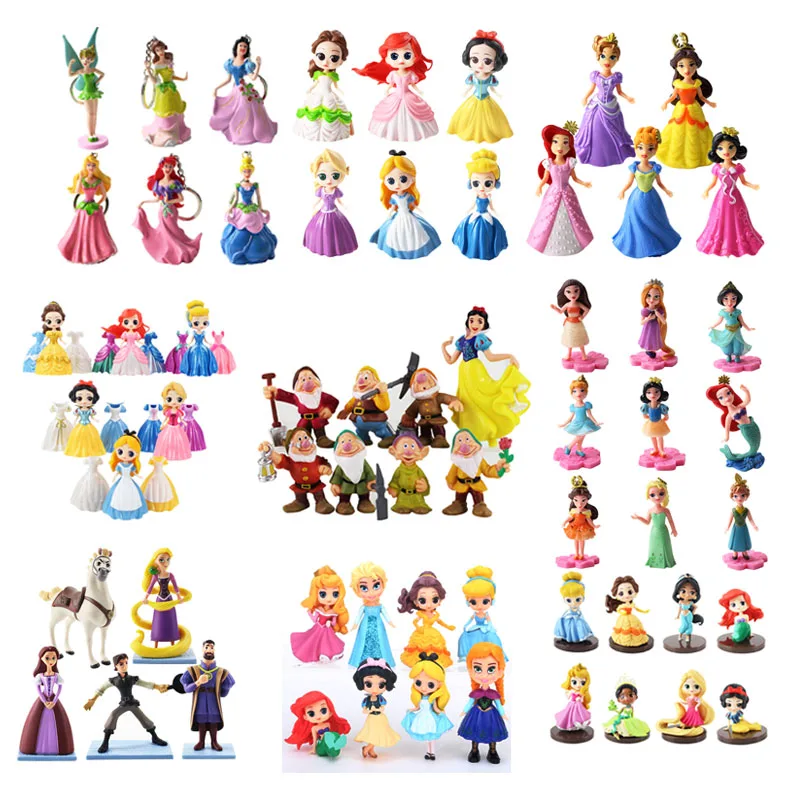 29 styles Princess Toys Moana Snow White Merida Mulan Mermaid Tiana Rapunzel PVC keychain Action Figure toys 4cm-11cm