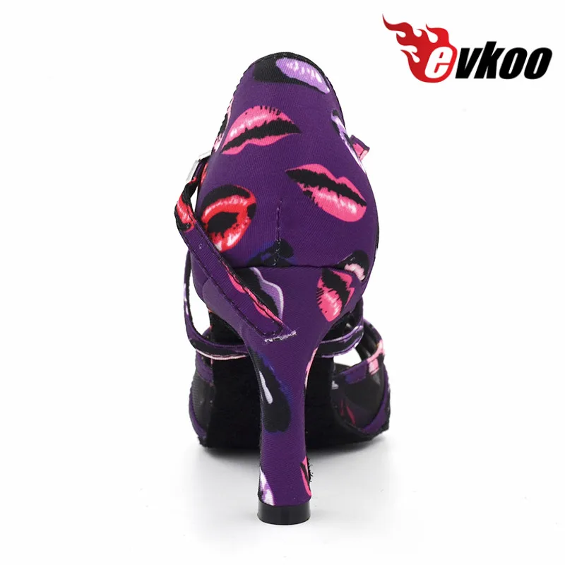 Evkoodance Zapatos De Baile, все размеры, розовый, фиолетовый цвет, каблук 8,3 см, Женская Профессиональная обувь для латинских танцев, сальсы, обувь для девочек, Evkoo-455