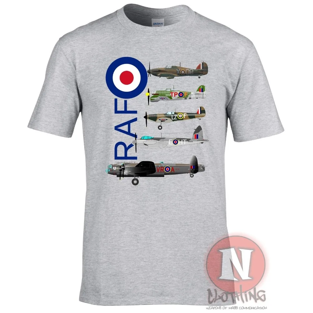 

Raf Ww2 Avion T-Shirt Spitfire Lancaster Typhoon Hurricaine Mosquito Tee Shirt Mens 2019 New Tee Shirts Printing Fashion