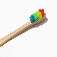 1 шт. Новинка деревянная Радужная красочная головка бамбуковая зубная щетка с мягкой щетиной бамбуковое волокно деревянная ручка уход за полостью рта