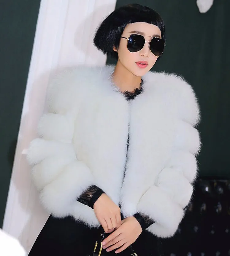 LET-SETTING hot sale winter coat fur imitation fox fur short section of loose long-sleeved jacket Large size women womens parka coat