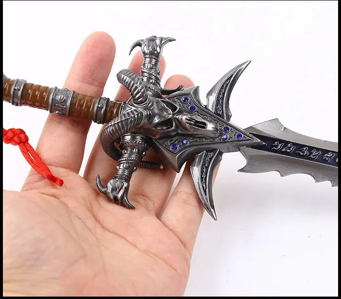 30 см сплав Frostmourne меч инкрустированный синий бриллиант, WOW король личи Артас оружие Модель с носителем инструмента мин меч хорошее качество