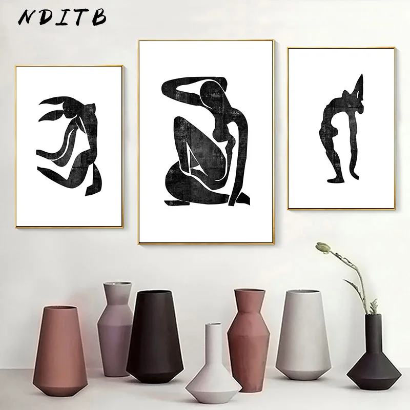 Matisse художественный абстрактный женский холст Постер Черный Белый Современный