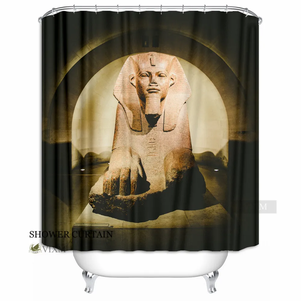 

Vixm Home Egyptian Pyramids Sphinx Fabric Shower Curtain Desert Camel Bath Curtain for Bathroom